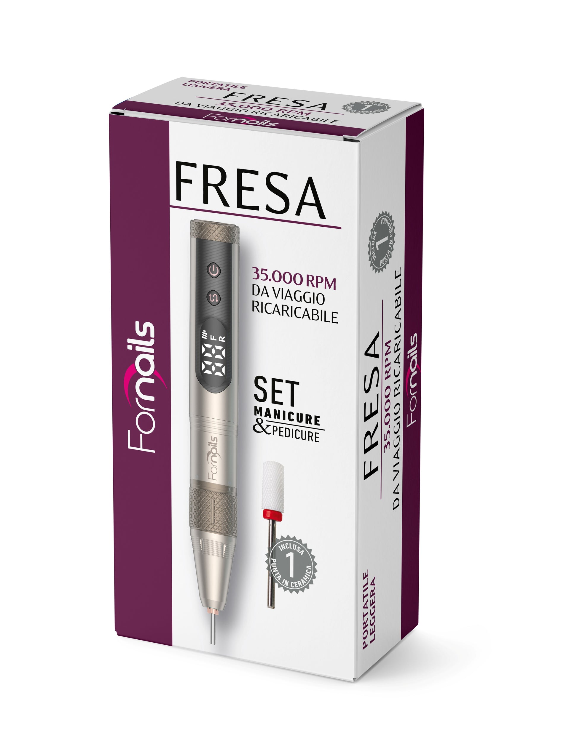 For Nails Fresa 35.000 Rpm da Viaggio Ricaricabile_#1pz