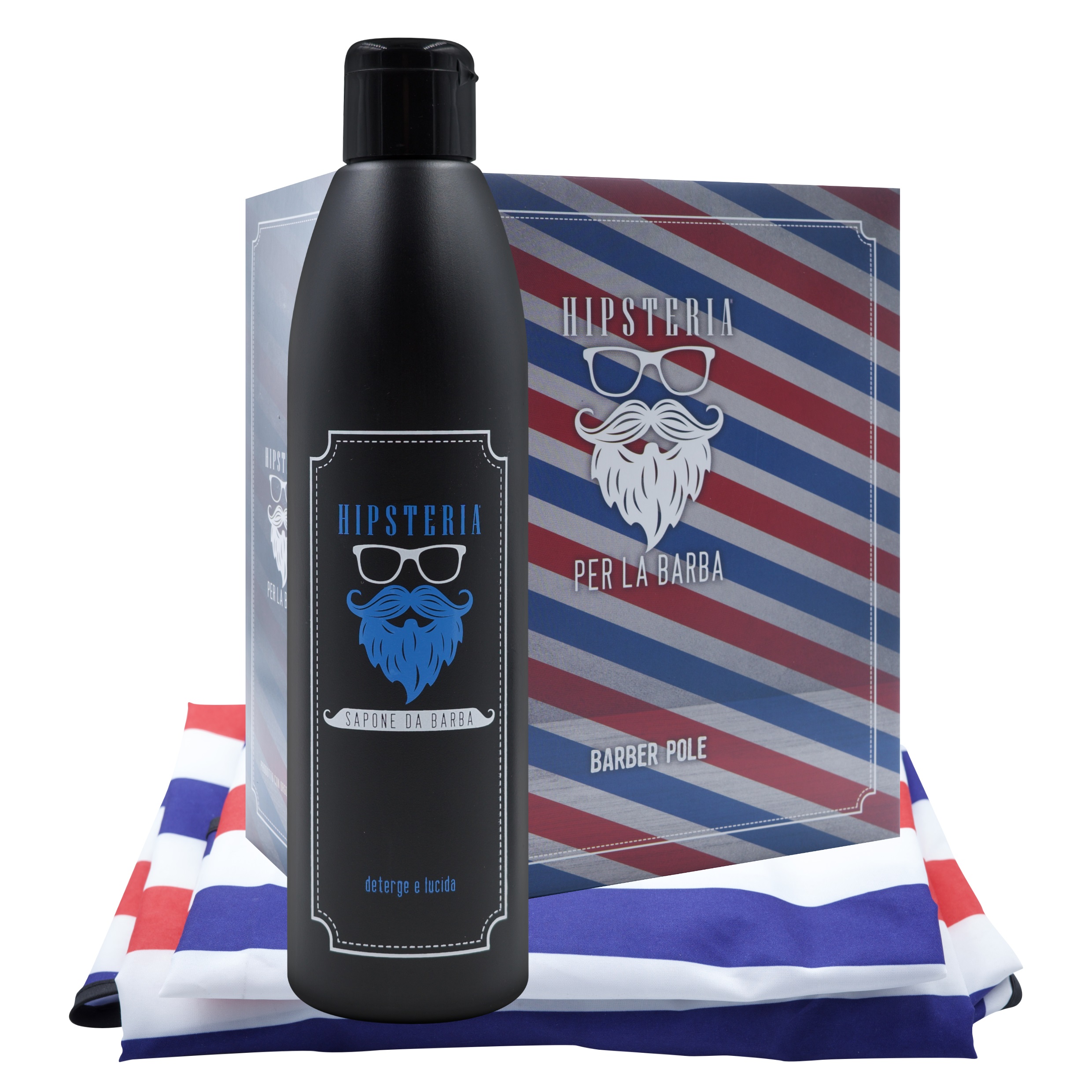 Image of HIPSTERIA SAPONE BARBA&BAFFI 250ML +MANTELLINA AMERICAN BARBER cod081